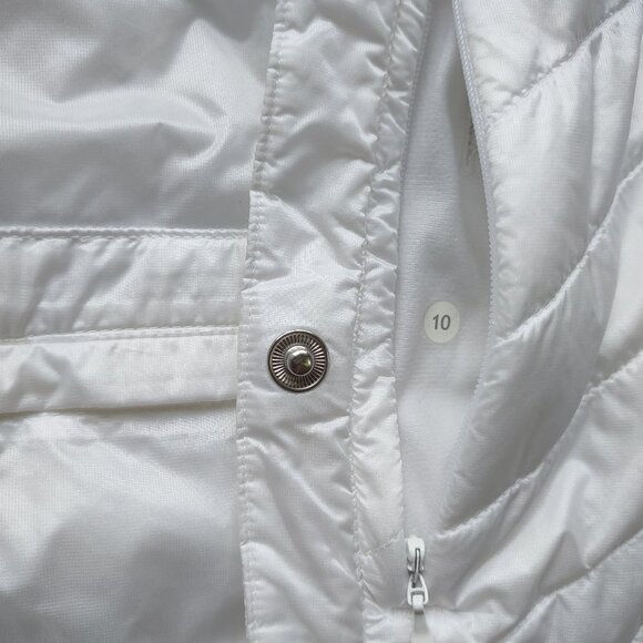 Lululemon Cropped Puffer Vest with Hood Size 10 White Snaps Hidden Zippers - Picture 9 of 13